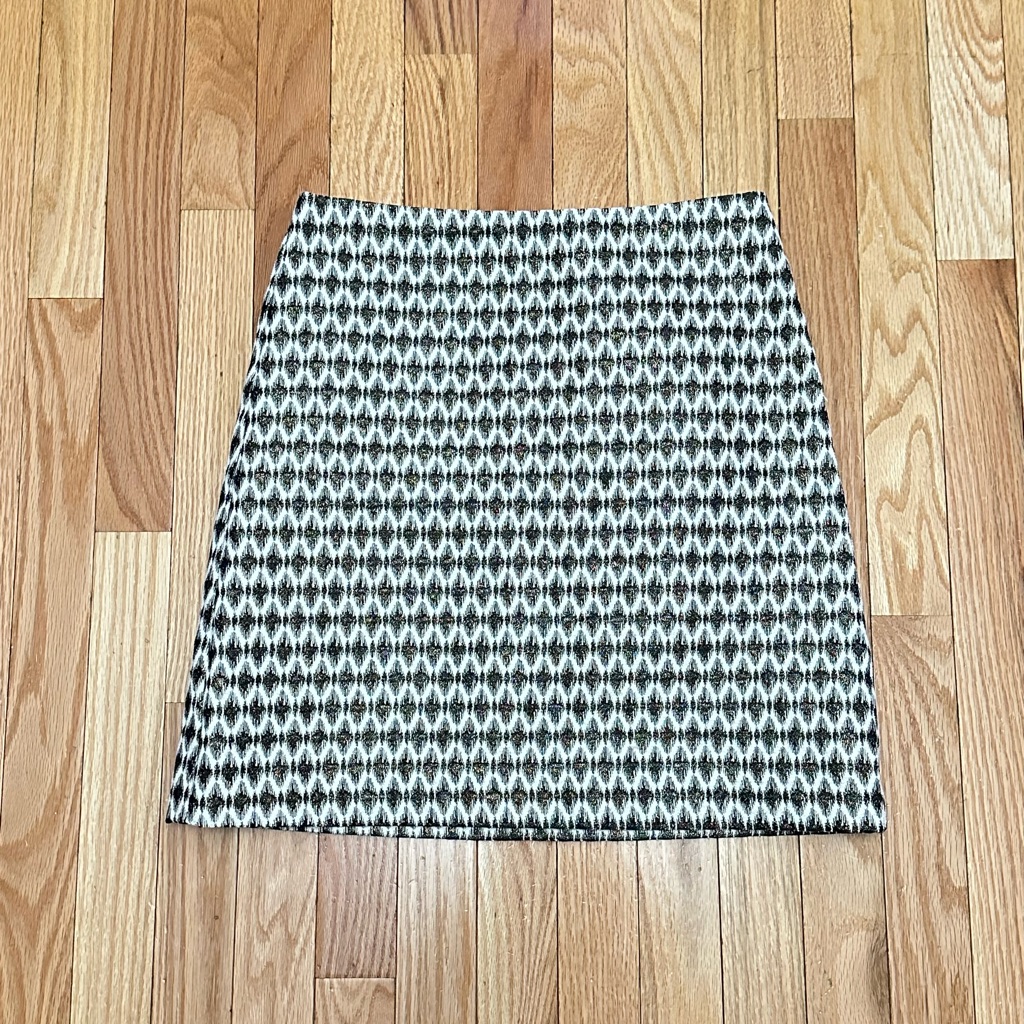 Loft Black And White Geometric Pencil Skirt